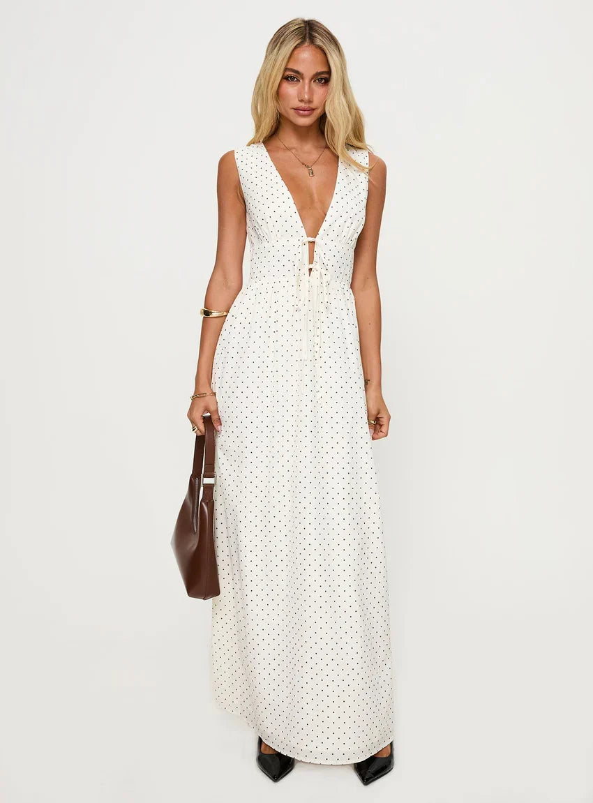 Pokey Maxi Dress Cream / Polka Dot