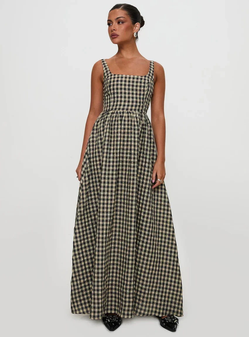 Cartmel Check Maxi Dress Black / Cream Tall