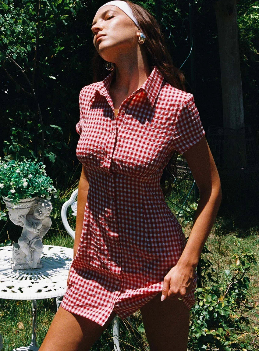 Motley Mini Dress Red Check