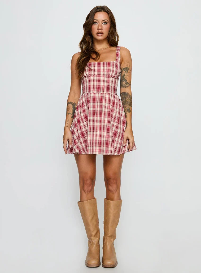 Ofeliah Mini Dress Red Check