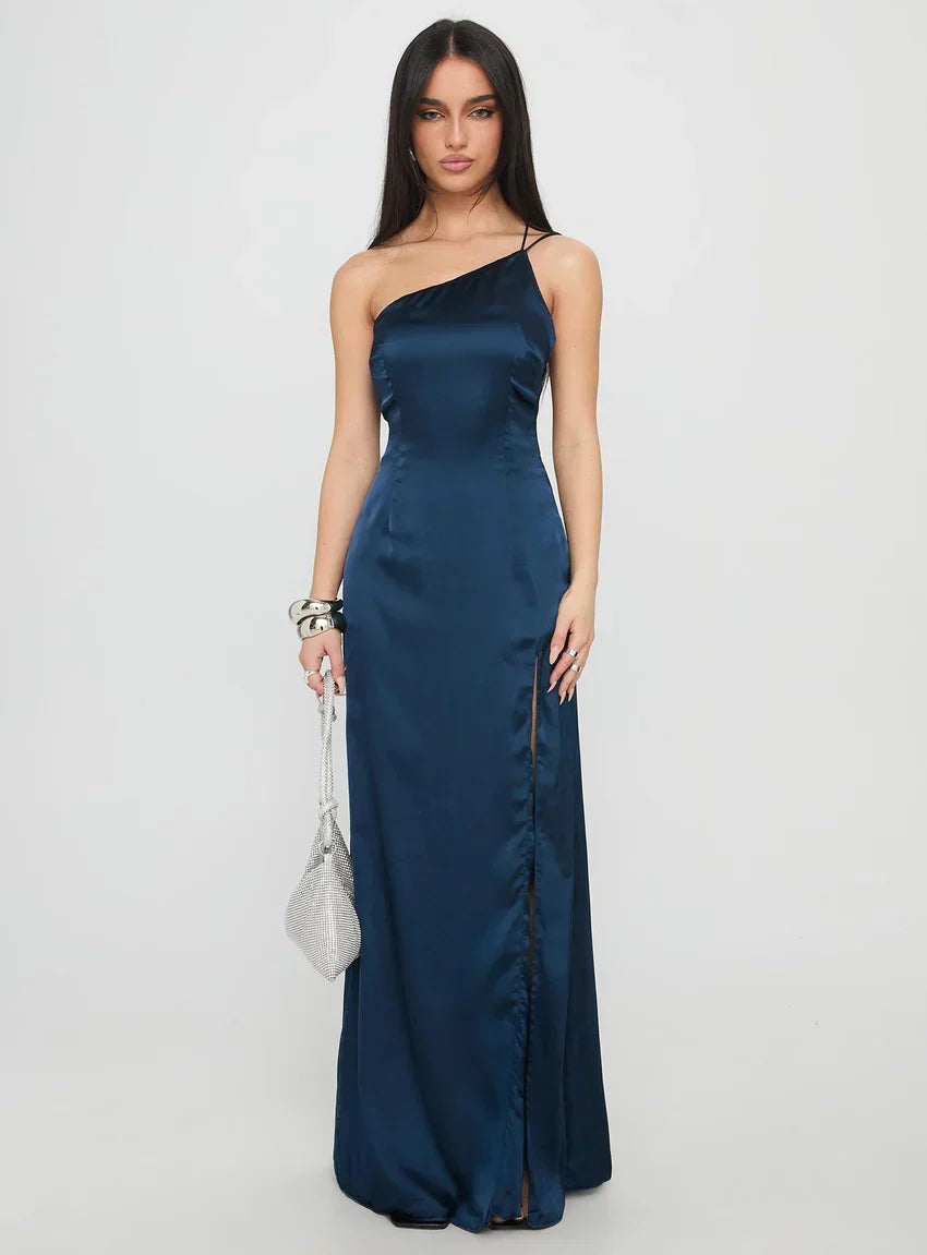 Kiss Of Life Satin Maxi Dress Navy