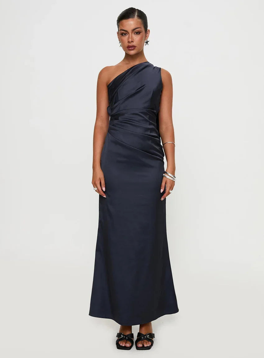 Dulcia One Shoulder Maxi Dress Blue