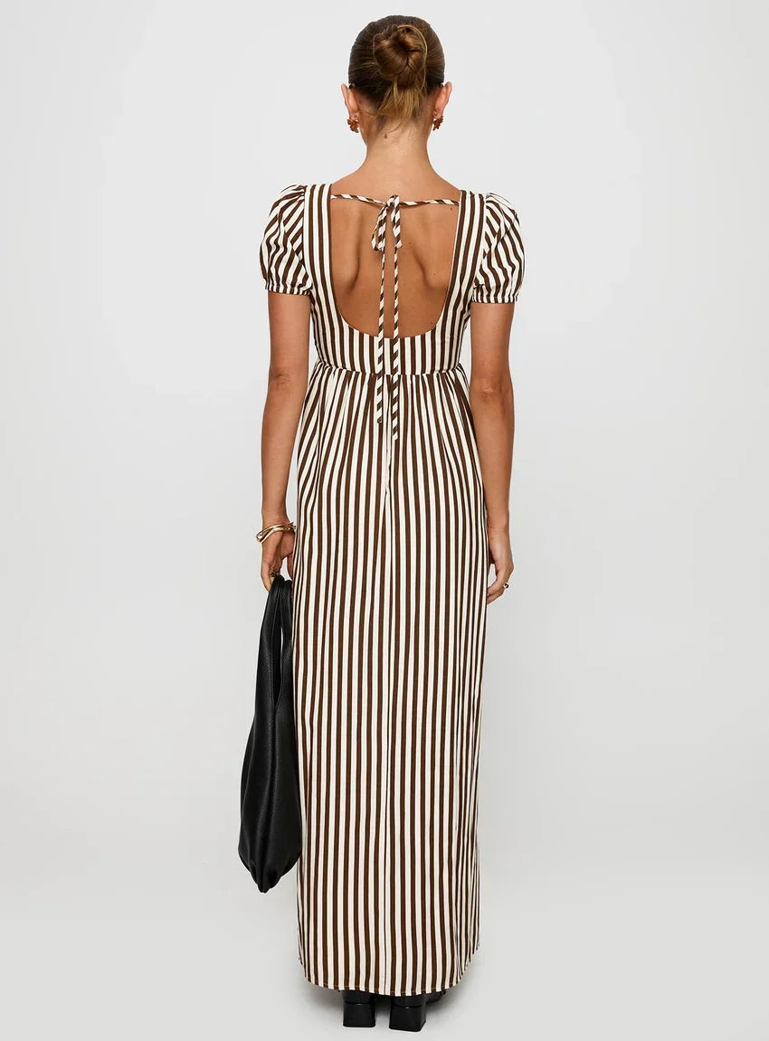 Collyns Maxi Dress Beige Pinstripe