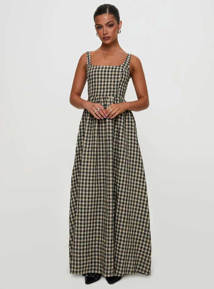 Cartmel Check Maxi Dress Black / Cream Tall