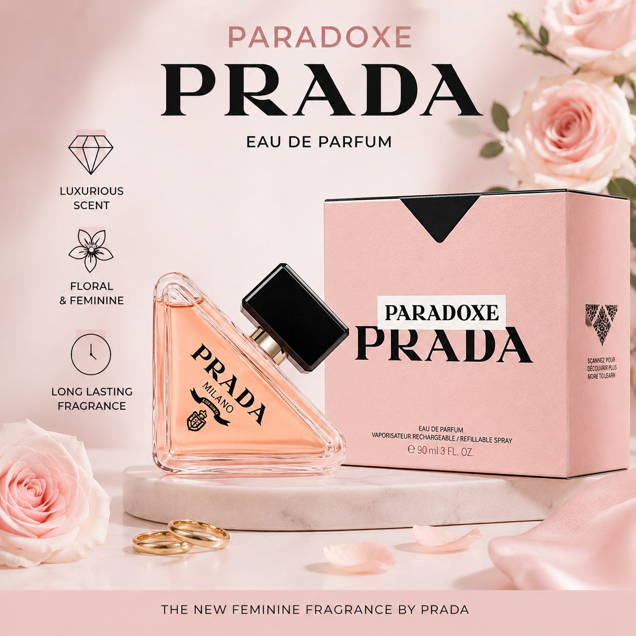Prada Paradoxe Eau De Parfum For Women – Long Lasting Floral Luxury Fragrance