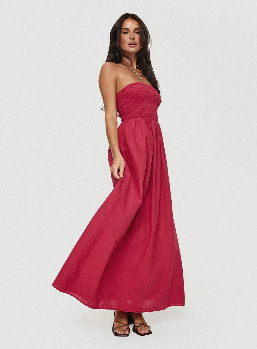 Dayona Strapless Maxi Dress Red
