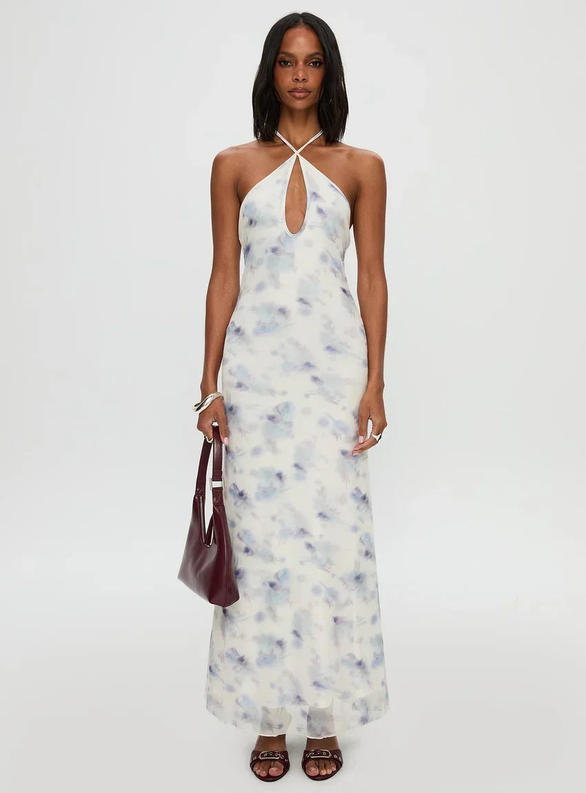 Walk On Water Halter Maxi Dress White