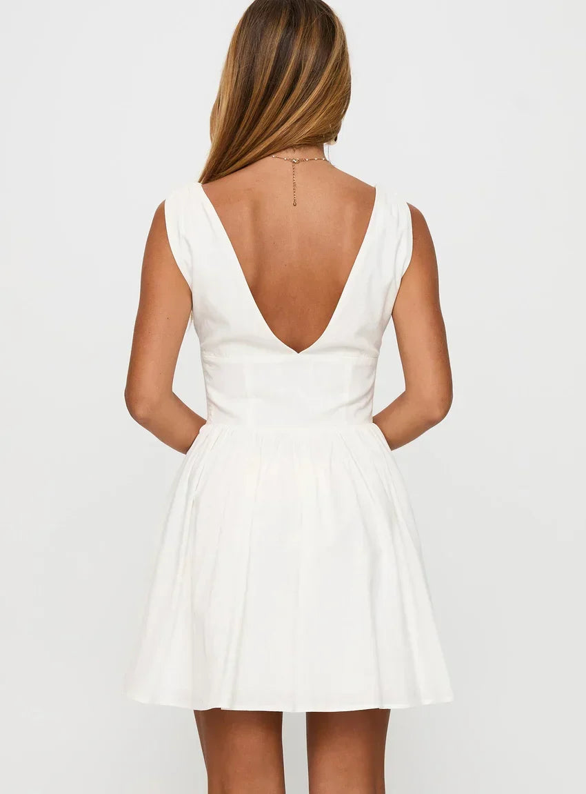 Mattison Plunge Mini Dress White