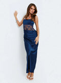 Alynna Lace Drape Maxi Dress Navy