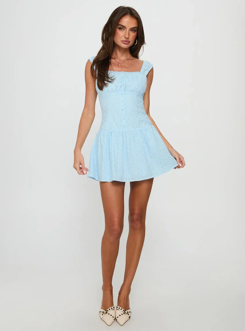 Esrie Broderie Mini Dress Blue