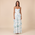 Vianne Tiered Cut-Out Maxi Dress Floral Blue