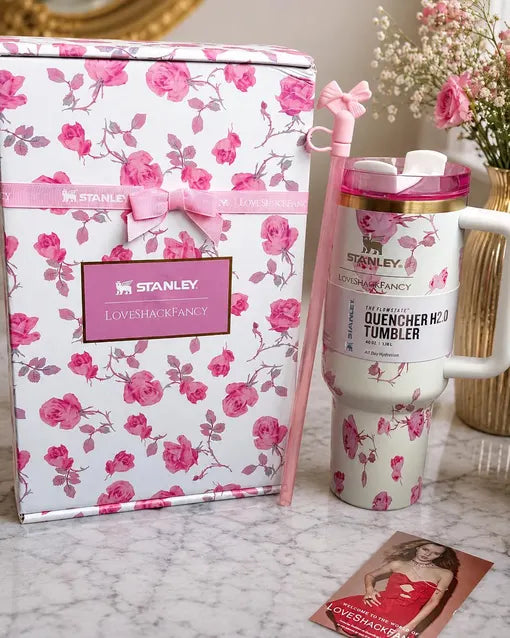 Stanley x LoveShackFancy Quencher H2.0 FlowState Tumbler 40oz Floral Pink