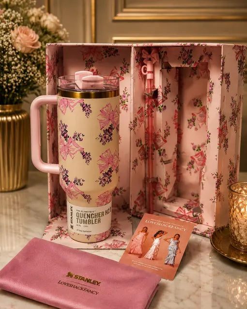 Stanley x LoveShackFancy Quencher H2.0 FlowState Tumbler 40oz Floral Pink